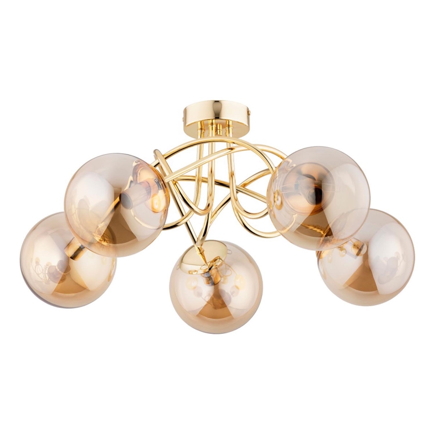 Bevestigde hanglamp BANKO 5xE14/10W/230V goud