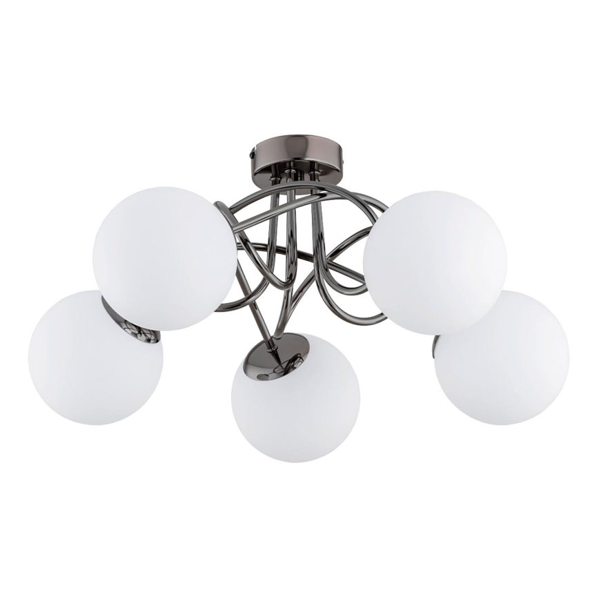 Bevestigde hanglamp BANKO 5xE14/10W/230V zwart glanzend chroom