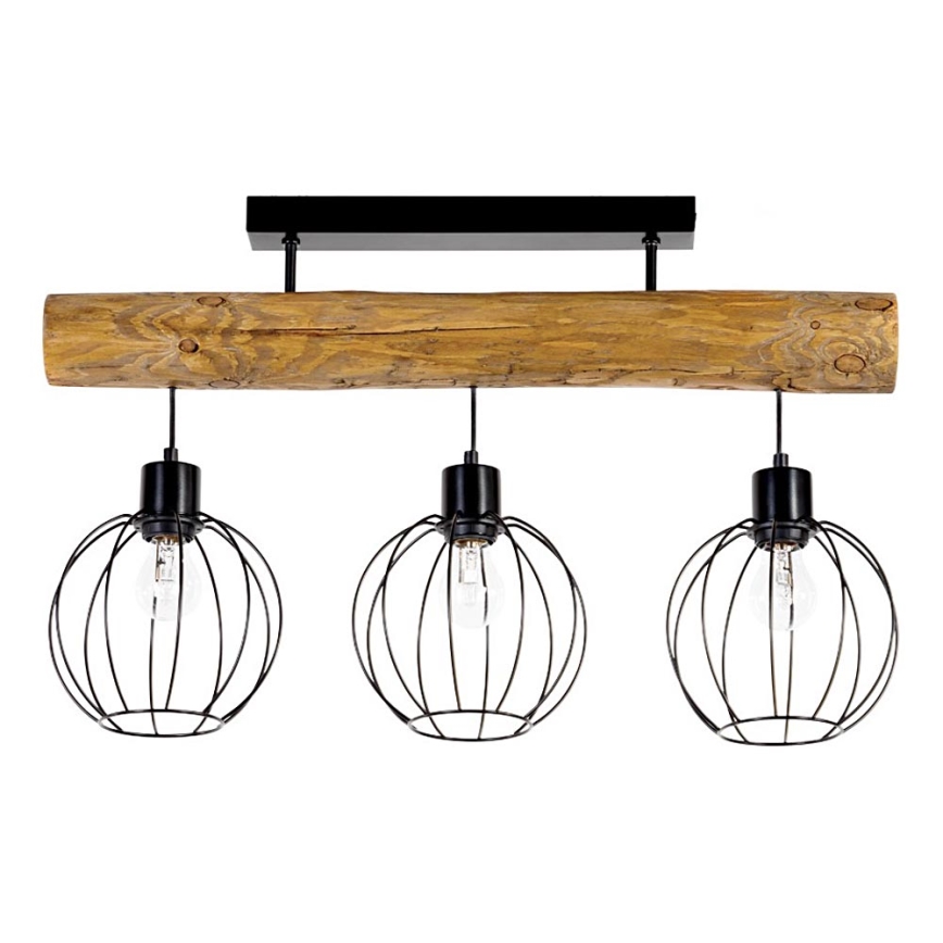Bevestigde hanglamp BERIS 3xE27/25W/230V grenen