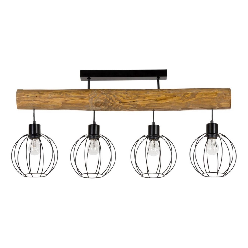 Bevestigde hanglamp BERIS 4xE27/25W/230V grenen