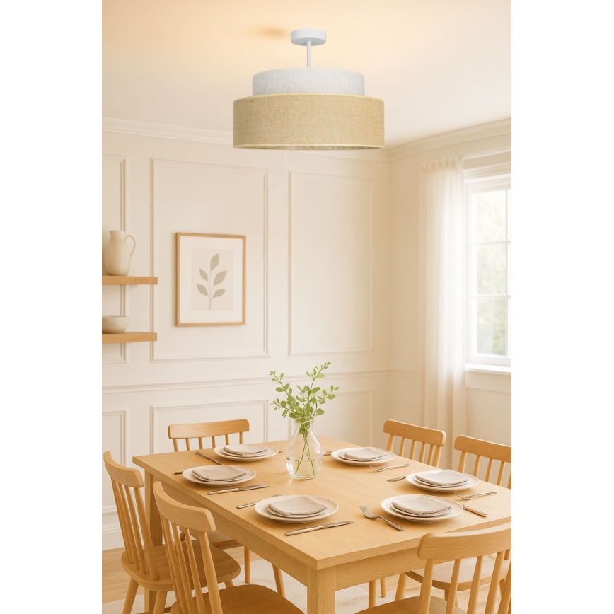 Bevestigde hanglamp BOHO 1xE27/60W/230V crème/beige