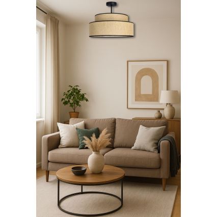 Bevestigde hanglamp BOHO 1xE27/60W/230V diameter 40 cm beige