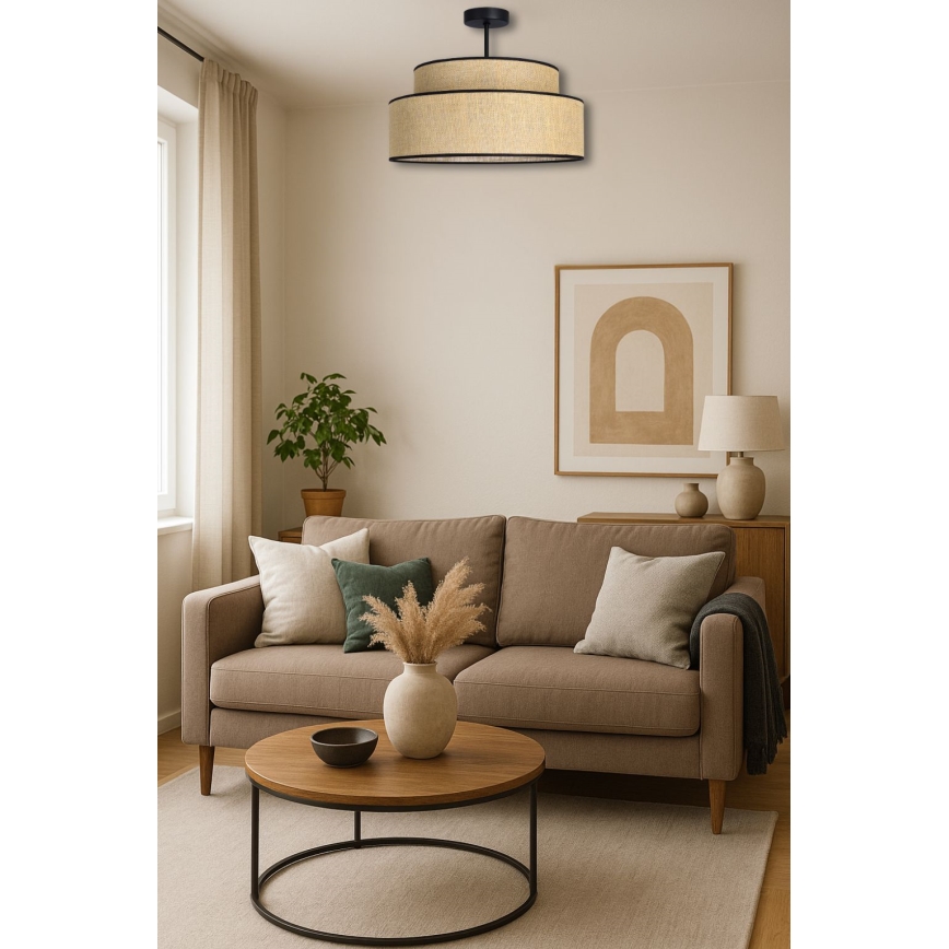 Bevestigde hanglamp BOHO 1xE27/60W/230V diameter 40 cm beige