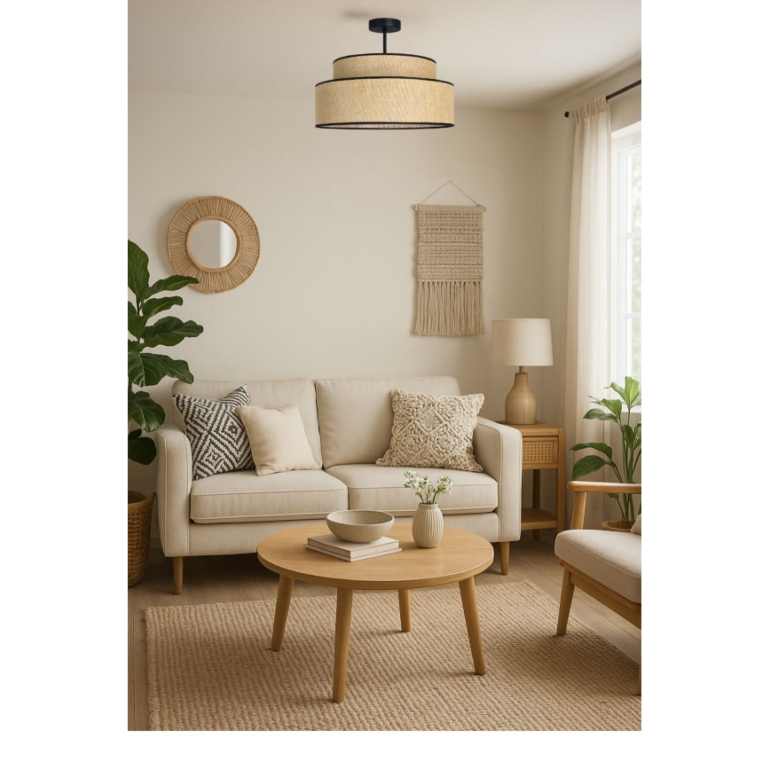 Bevestigde hanglamp BOHO 1xE27/60W/230V diameter 40 cm beige