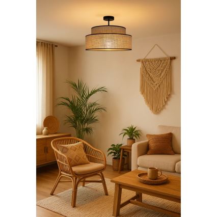 Bevestigde hanglamp BOHO 1xE27/60W/230V diameter 40 cm beige
