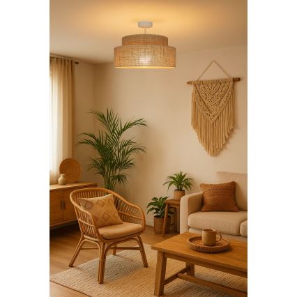 Bevestigde hanglamp BOHO 1xE27/60W/230V diameter 40 cm beige