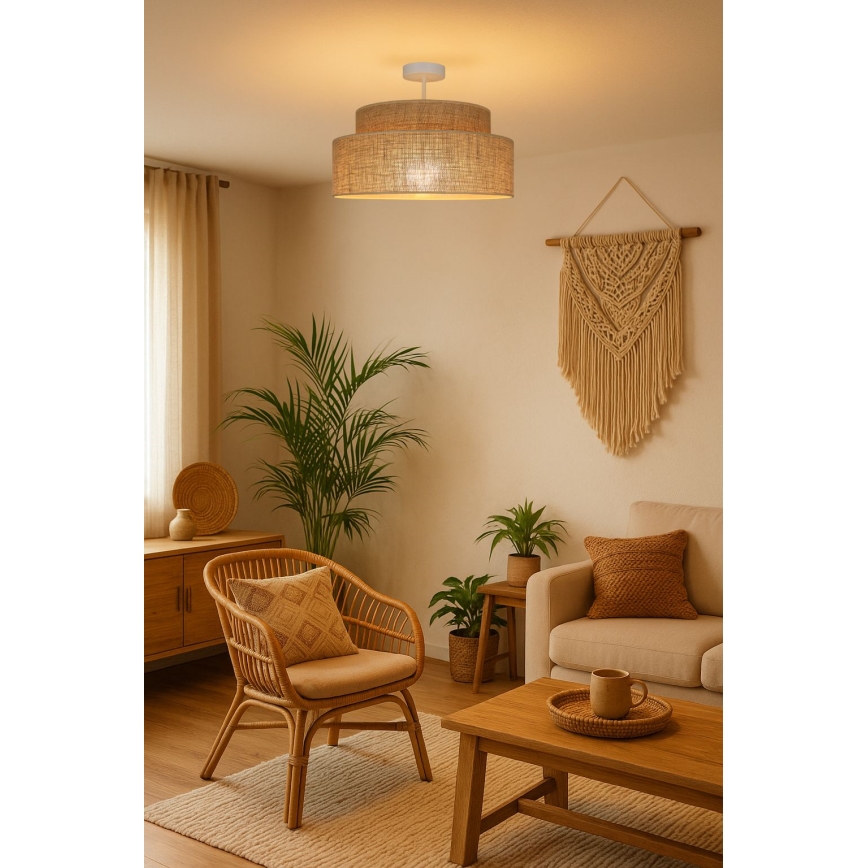Bevestigde hanglamp BOHO 1xE27/60W/230V diameter 40 cm beige