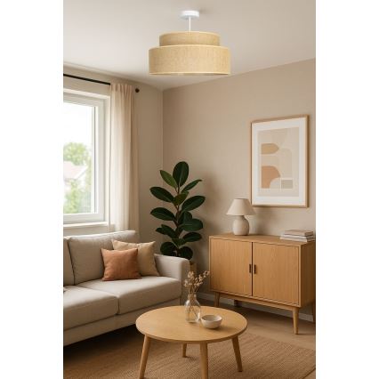 Bevestigde hanglamp BOHO 1xE27/60W/230V diameter 40 cm beige
