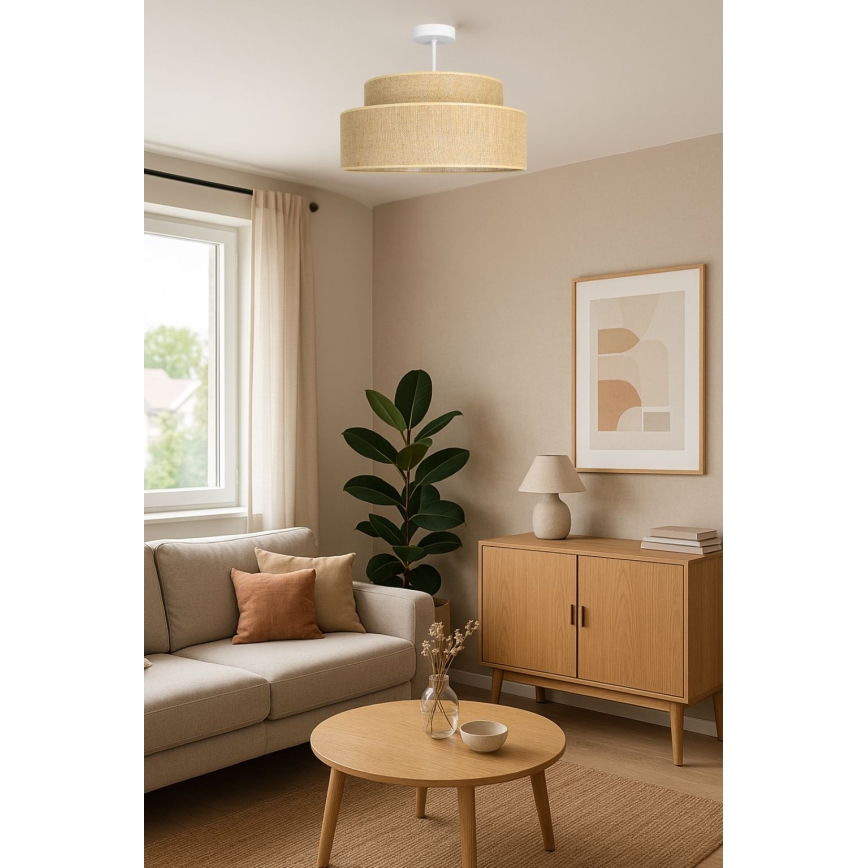 Bevestigde hanglamp BOHO 1xE27/60W/230V diameter 40 cm beige