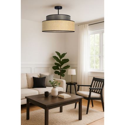 Bevestigde hanglamp BOHO 1xE27/60W/230V diameter 40 cm bruin/beige