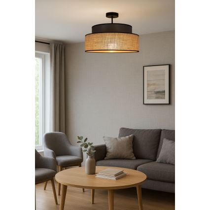 Bevestigde hanglamp BOHO 1xE27/60W/230V diameter 40 cm bruin/beige