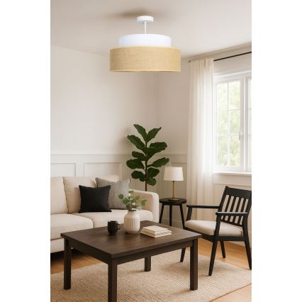 Bevestigde hanglamp BOHO 1xE27/60W/230V diameter 40 cm wit/beige