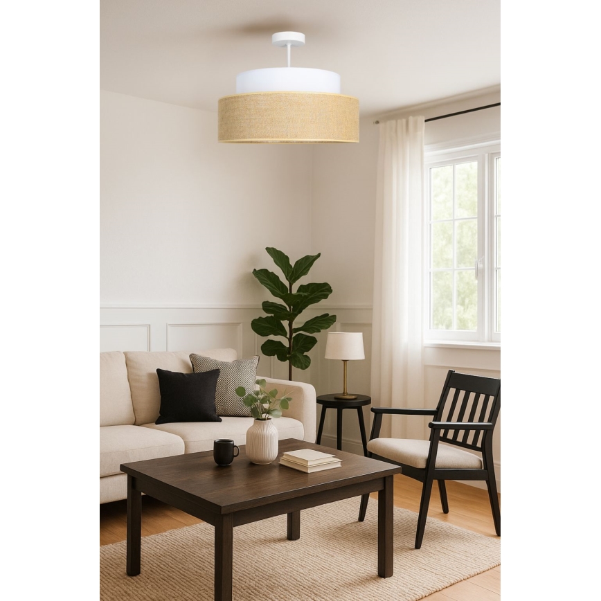 Bevestigde hanglamp BOHO 1xE27/60W/230V diameter 40 cm wit/beige