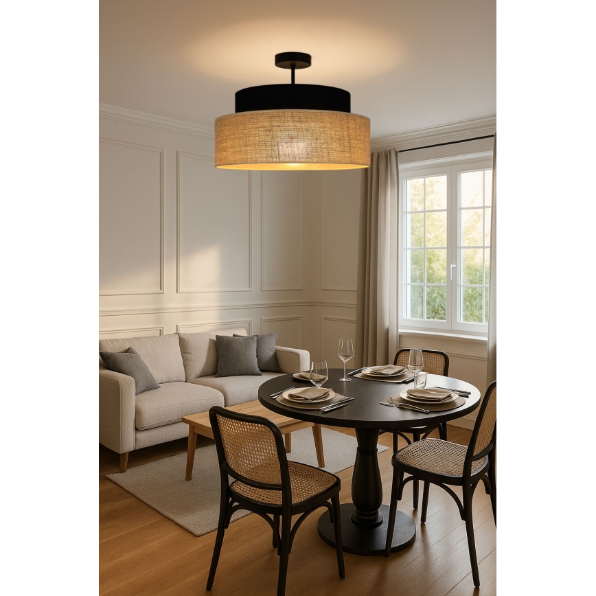 Bevestigde hanglamp BOHO 1xE27/60W/230V diameter 40 cm zwart/beige