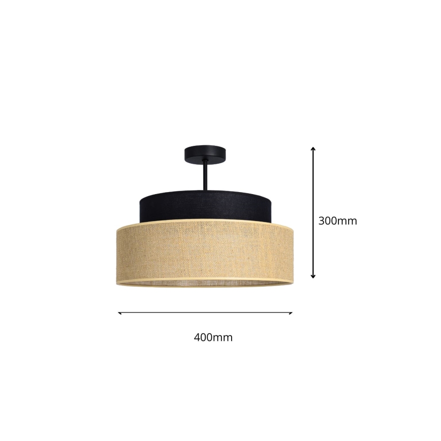 Bevestigde hanglamp BOHO 1xE27/60W/230V diameter 40 cm zwart/beige