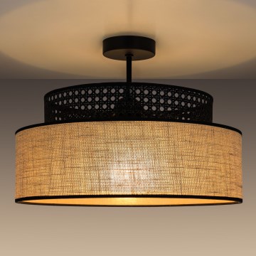 Bevestigde hanglamp BOHO 1xE27/60W/230V diameter 40 cm zwart/rotan