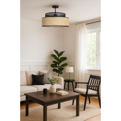 Bevestigde hanglamp BOHO 1xE27/60W/230V diameter 40 cm zwart/rotan