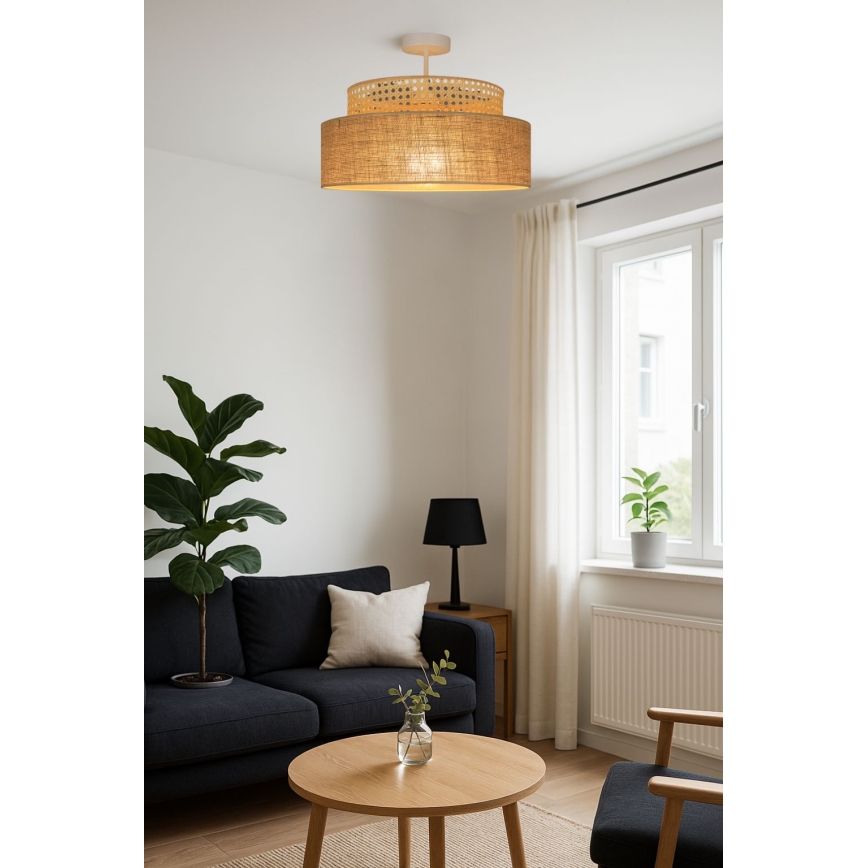 Bevestigde hanglamp BOHO 1xE27/60W/230V rotan