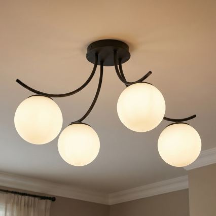 Bevestigde hanglamp BOSTON 4xE14/10W/230V zwart