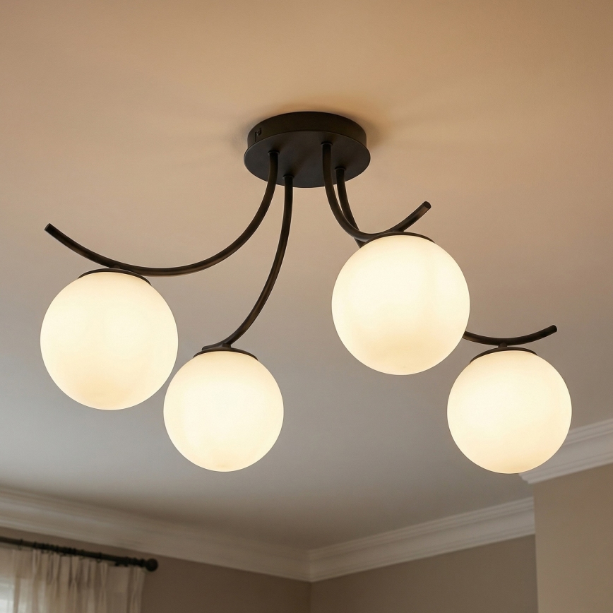 Bevestigde hanglamp BOSTON 4xE14/10W/230V zwart