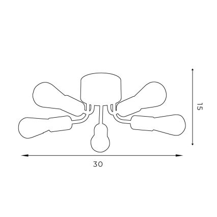 Bevestigde hanglamp BRENDA 5xE27/60W/230V zwart/gouden