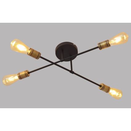 Bevestigde hanglamp CAMBRIDGE 4xE27/20W/230V zwart/gouden