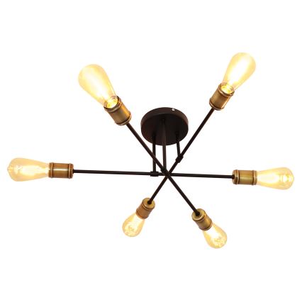 Bevestigde hanglamp CAMBRIDGE 6xE27/20W/230V zwart/gouden