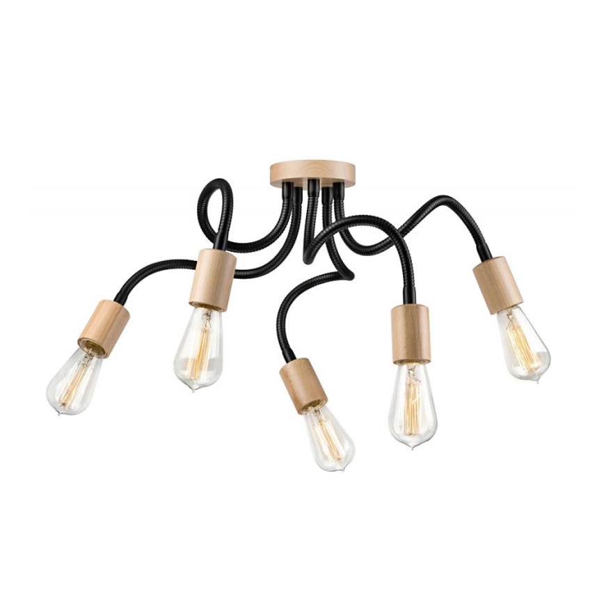Bevestigde hanglamp CAMERON 5xE27/60W/230V beuken