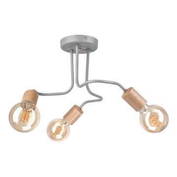 Bevestigde hanglamp CONOR 3xE27/60W/230V eiken/grijs