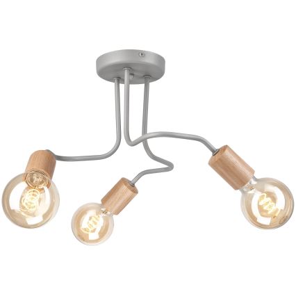 Bevestigde hanglamp CONOR 3xE27/60W/230V eiken/grijs