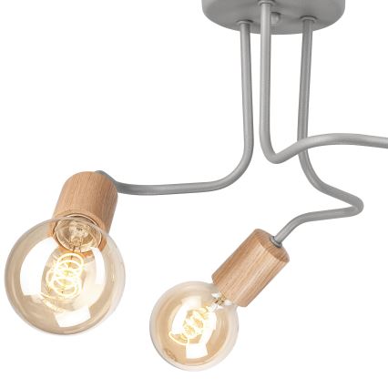 Bevestigde hanglamp CONOR 3xE27/60W/230V eiken/grijs