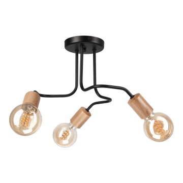 Bevestigde hanglamp CONOR 3xE27/60W/230V eiken/zwart