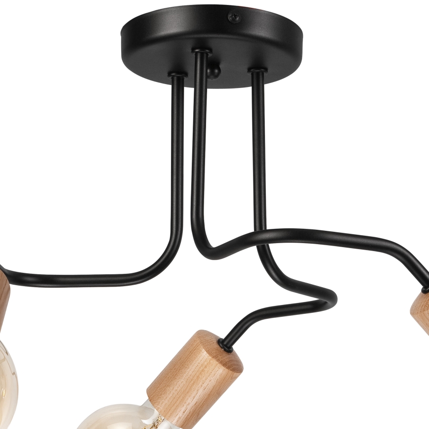 Bevestigde hanglamp CONOR 3xE27/60W/230V eiken/zwart