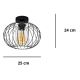 Bevestigde hanglamp CORRINI 1xE27/60W/230V diameter 25 cm zwart/doorzichtig