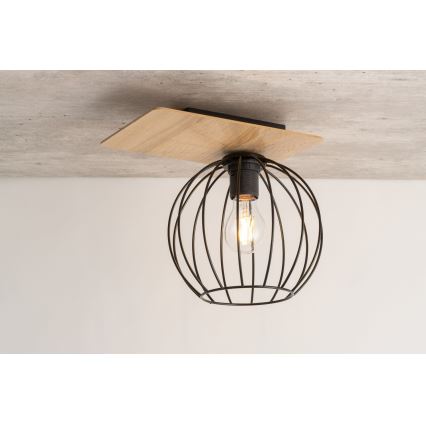 Bevestigde hanglamp CYBER 1xE27/60W/230V hout/zwart