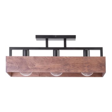 Bevestigde hanglamp DAKOTA 3xE27/60W/230V hout/zwart