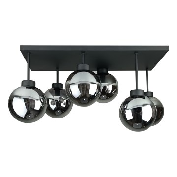 Bevestigde hanglamp DEA 6xE14/60W/230V zwart/gerookt zwart