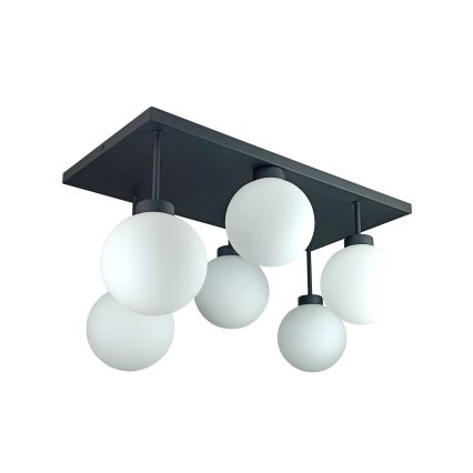 Bevestigde hanglamp DEA 6xE14/60W/230V zwart/wit
