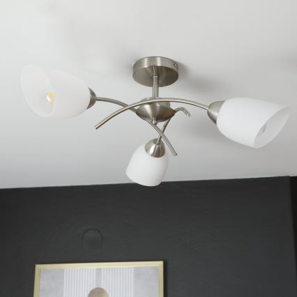 Bevestigde hanglamp DONNA 3xE27/60W/230V nikkel