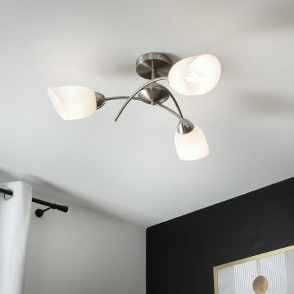 Bevestigde hanglamp DONNA 3xE27/60W/230V nikkel