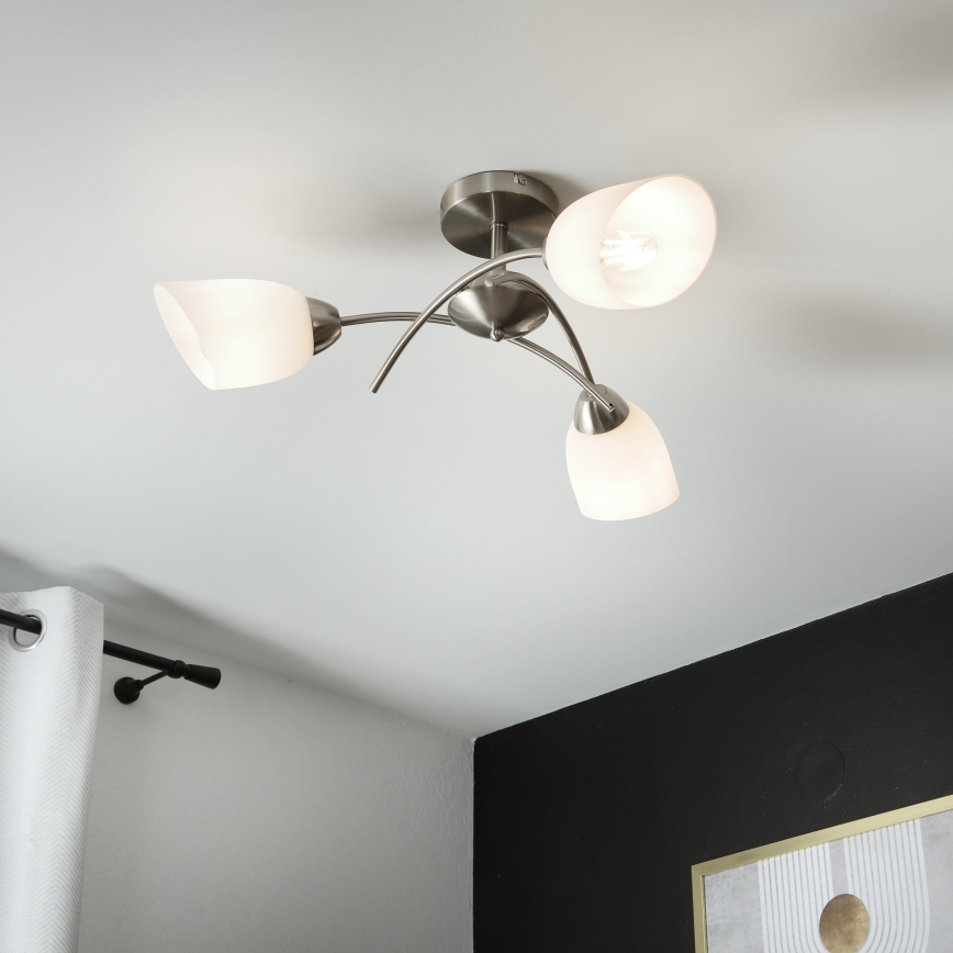 Bevestigde hanglamp DONNA 3xE27/60W/230V nikkel