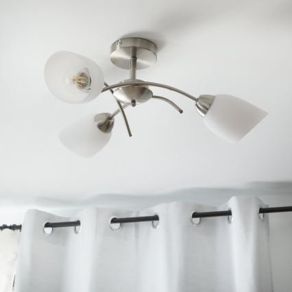 Bevestigde hanglamp DONNA 3xE27/60W/230V nikkel