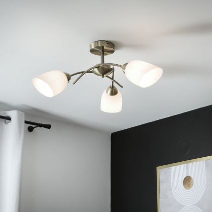 Bevestigde hanglamp DONNA 3xE27/60W/230V patina