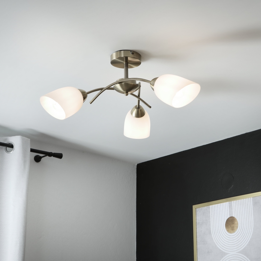 Bevestigde hanglamp DONNA 3xE27/60W/230V patina