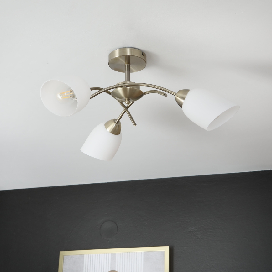 Bevestigde hanglamp DONNA 3xE27/60W/230V patina