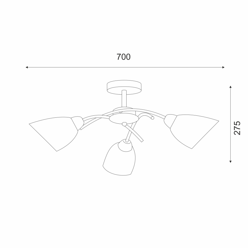 Bevestigde hanglamp DONNA 3xE27/60W/230V patina