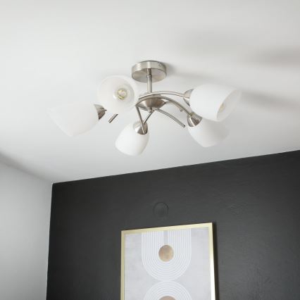 Bevestigde hanglamp DONNA 5xE27/60W/230V nikkel