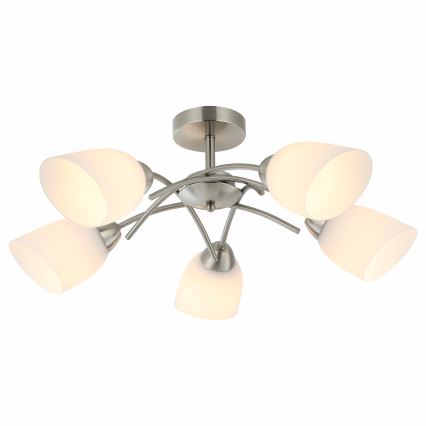Bevestigde hanglamp DONNA 5xE27/60W/230V nikkel
