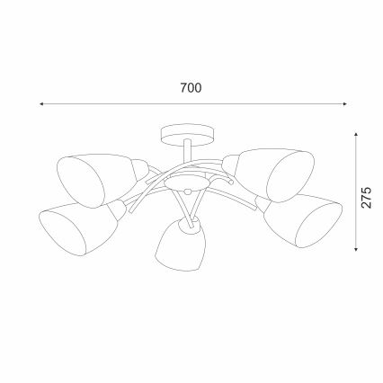 Bevestigde hanglamp DONNA 5xE27/60W/230V nikkel