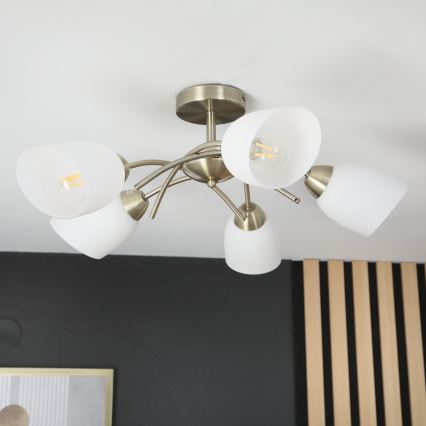 Bevestigde hanglamp DONNA 5xE27/60W/230V patina
